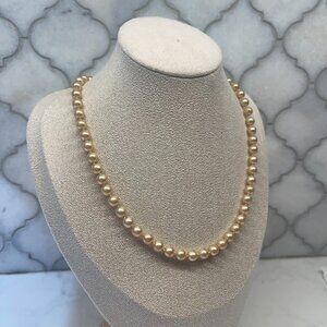 Vintage Express Gold-Tone Faux Pearl Necklace | Classic Short Strand
